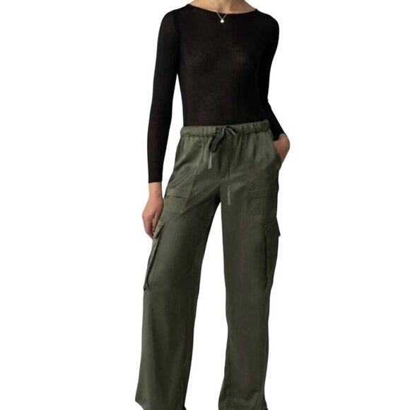 Sanctuary Sophia Tencel Cotton Cargo Pants Pine Green Elastic Waist Size S - Picture 5 of 9